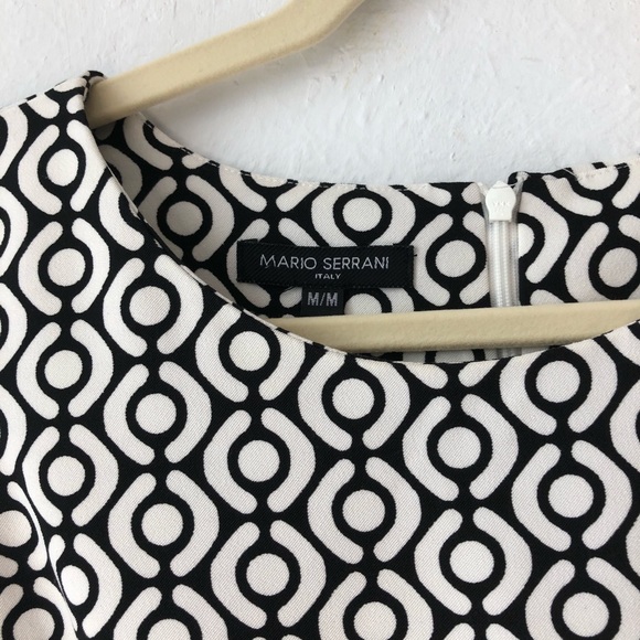 Mario Serrani Italy printed blk white dress sz md - Picture 2 of 10
